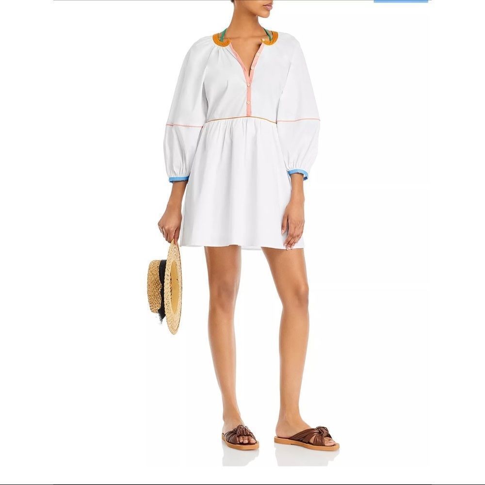 STAUD Demi Contrast Trim Shirt Dress XS